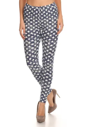 Women's 3 X 5X White Little Stars Faded Pattern Printed Leggings