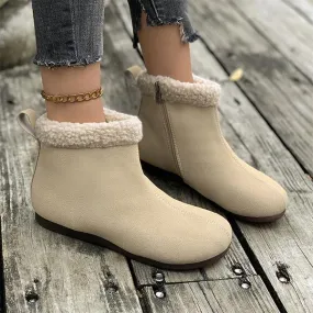 Women's Casual Retro Zipper Flat Cotton Booties 50356510S