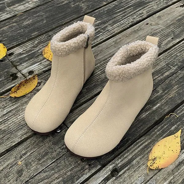 Women's Casual Retro Zipper Flat Cotton Booties 50356510S