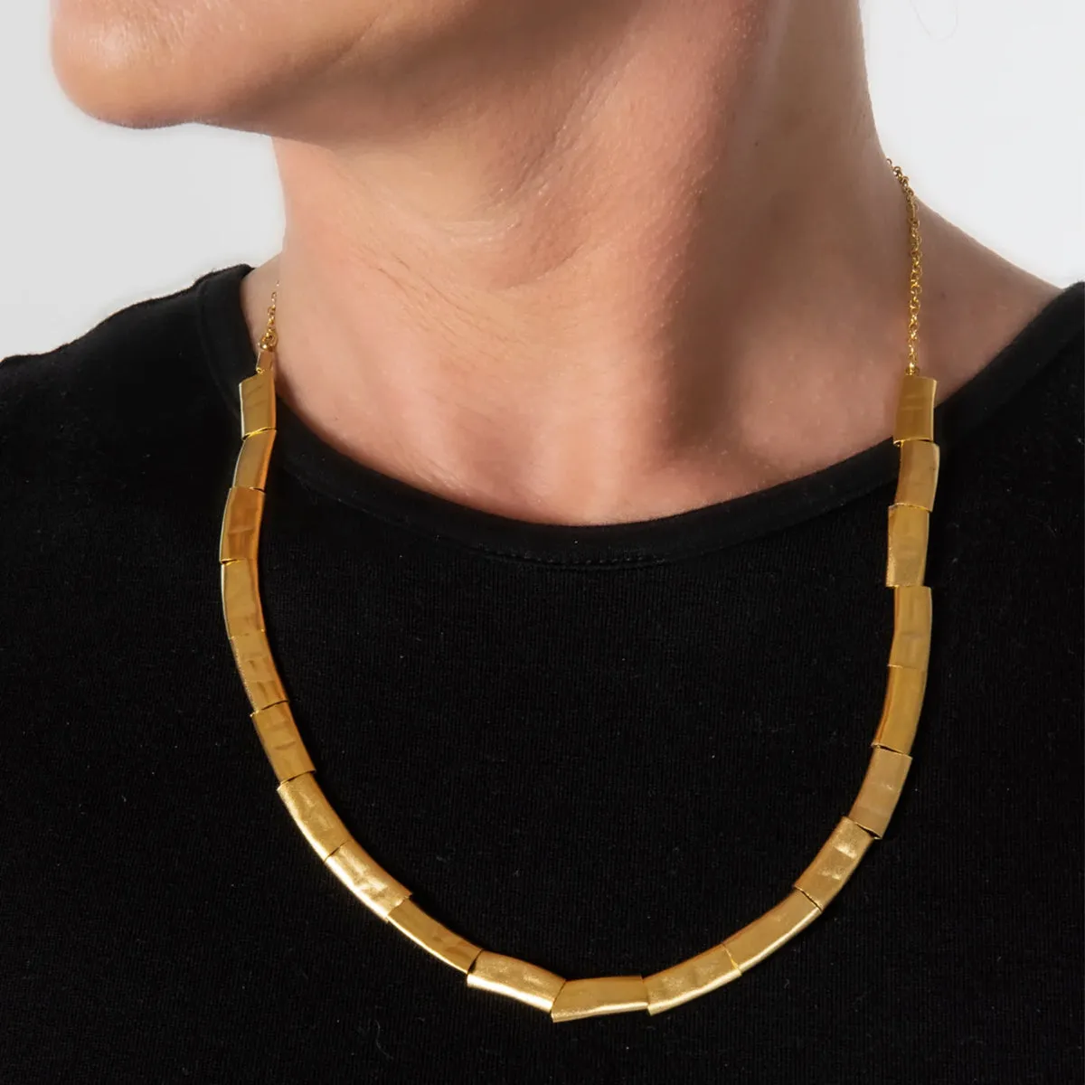 Zzan Israeli Minimalist Golden Rectangles Necklace